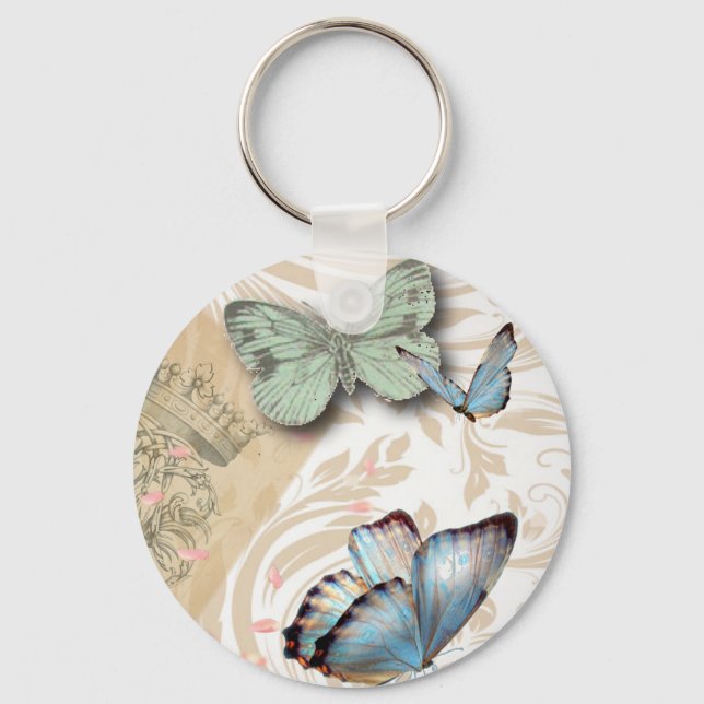 postmark scripts butterfly Paris Effiel Tower Keychain (Front)