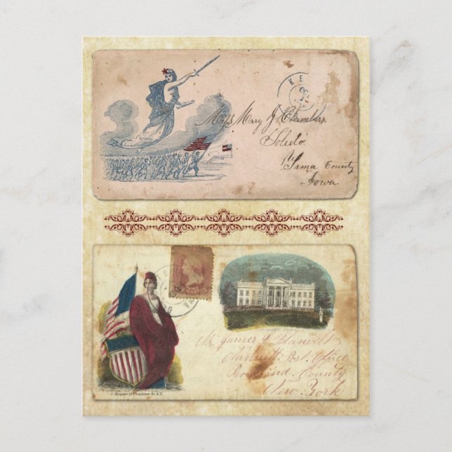 Postmarked Civil War Envelopes featuring Columbia Postcard (Front)