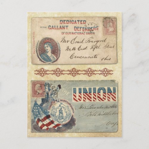 Postmarked Civil War Envelopes featuring Columbia Postcard