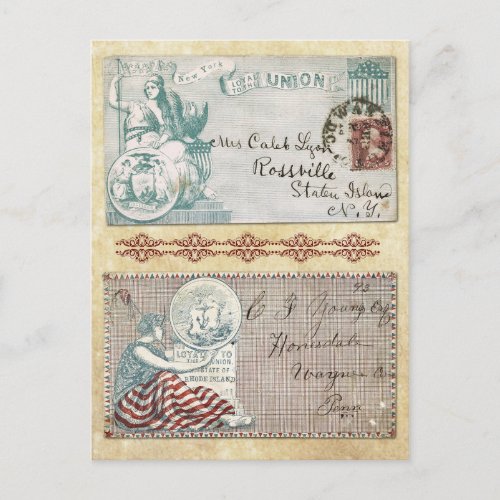 Postmarked Civil War Envelopes with Columbia Postcard