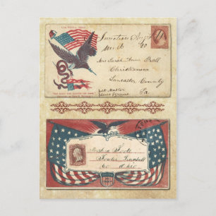 Postmarked Civil War envelopes with U.S. Flag Postcard