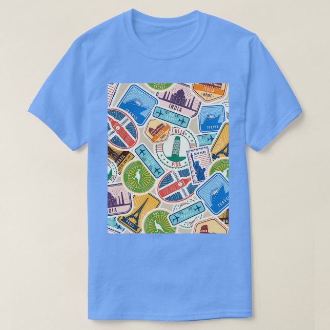 Postmarks from Everywhere Graphic T-Shirt (Design Front)