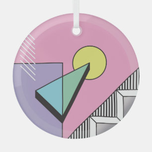 Postmodern Geometric: Abstract Composition Glass Ornament