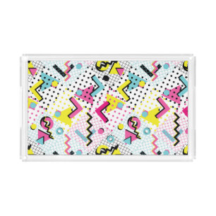 Postmodern Memphis Style Pattern Acrylic Tray