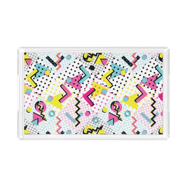 Postmodern Memphis Style Pattern Acrylic Tray (Front)