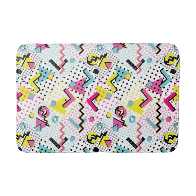 Postmodern Memphis Style Pattern Bath Mat (Front)
