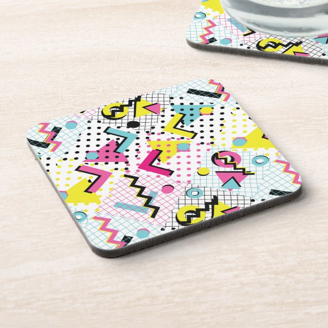 Postmodern Memphis Style Pattern Beverage Coaster (Left Side)