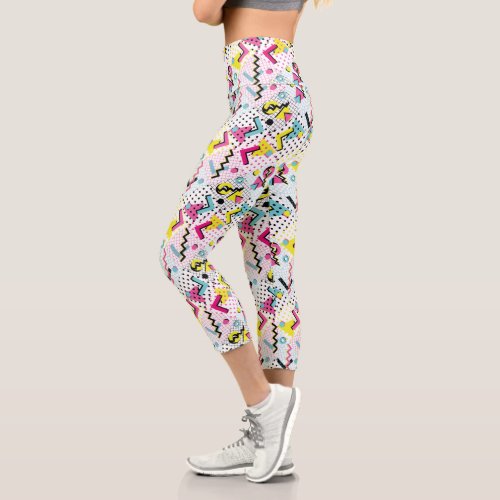 Postmodern Memphis Style Pattern Capri Leggings