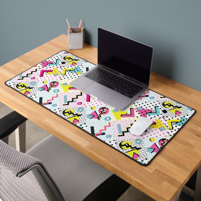 Postmodern Memphis Style Pattern Desk Mat (Office 2)
