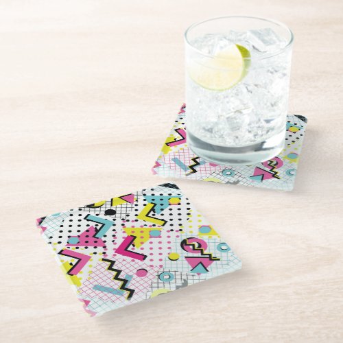 Postmodern Memphis Style Pattern Glass Coaster