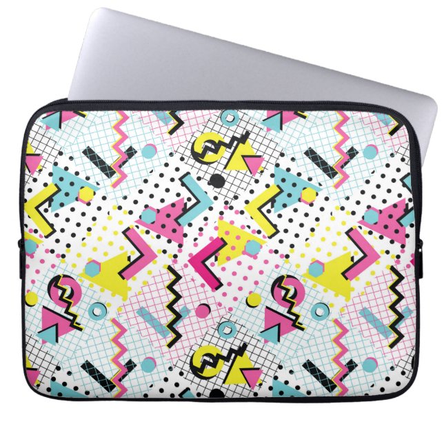 Postmodern Memphis Style Pattern Laptop Sleeve (Front)