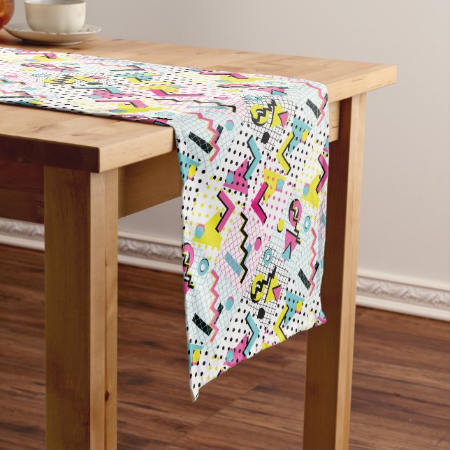 Postmodern Memphis Style Pattern Medium Table Runner (In Situ)