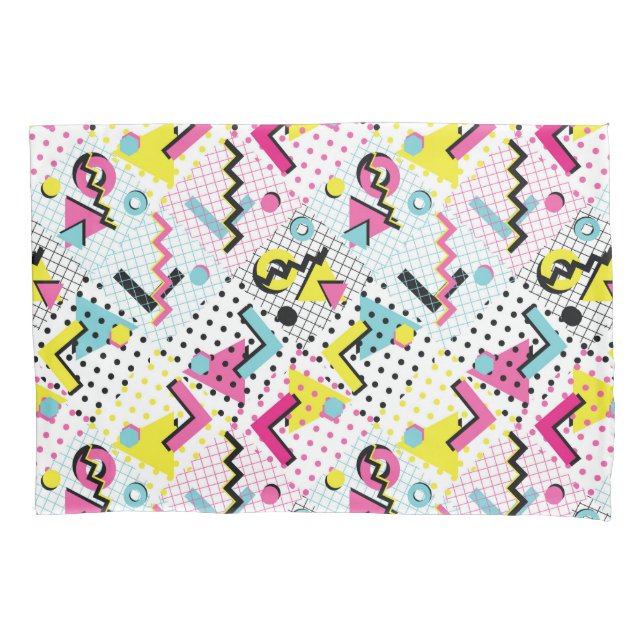 Postmodern Memphis Style Pattern Pillow Case (Front-Left)