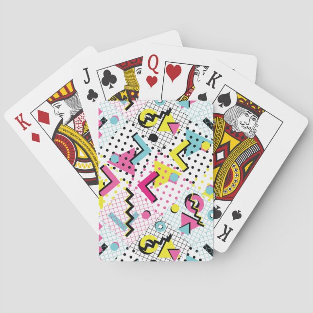 Postmodern Memphis Style Pattern Poker Cards (Back)