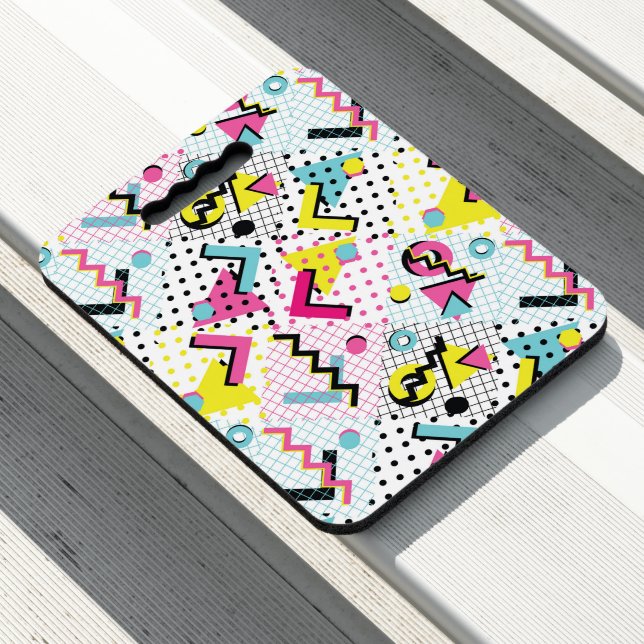 Postmodern Memphis Style Pattern Seat Cushion (In Situ)
