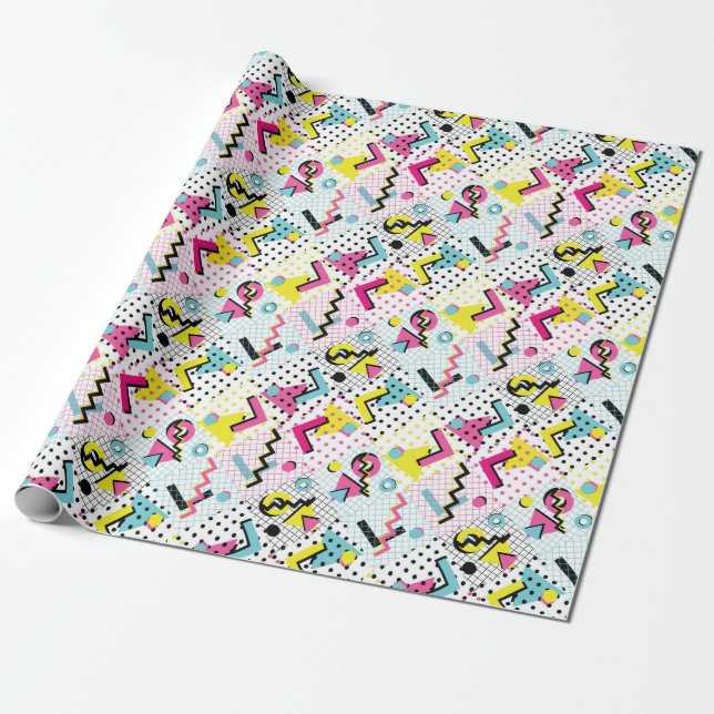 Postmodern Memphis Style Pattern Wrapping Paper (Unrolled)
