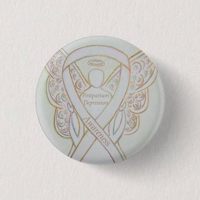 Postpartum Depression Awareness Angel Ribbon Pin (Front)