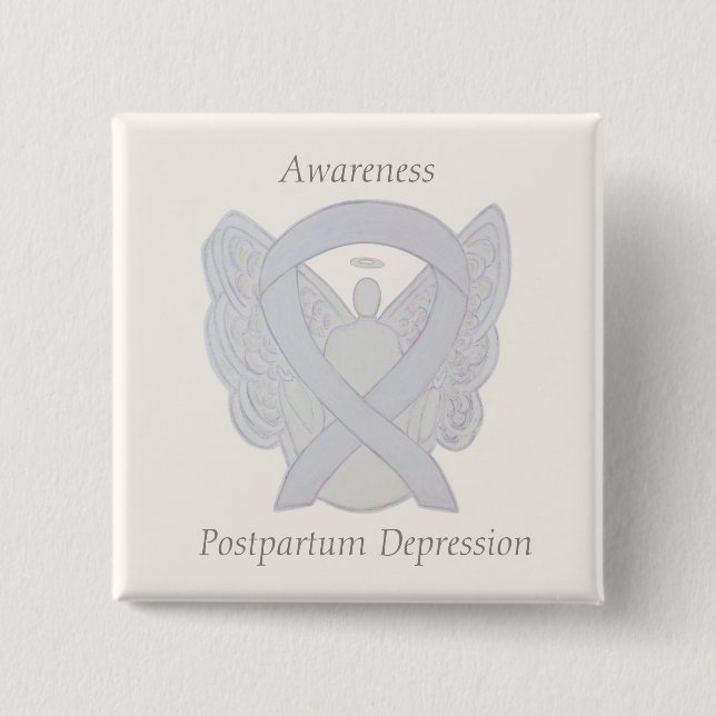 Postpartum Depression Awareness Angel Ribbon Pin (Front)