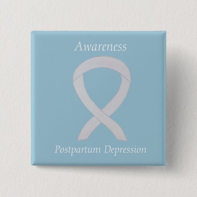 Postpartum Depression Awareness Custom Ribbon Pin (Front)