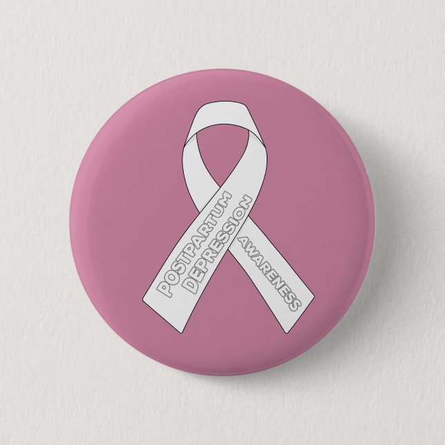 postpartum depression Awareness Ribbon Button (Front)