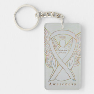 Postpartum Depression Awareness Ribbon Keychain