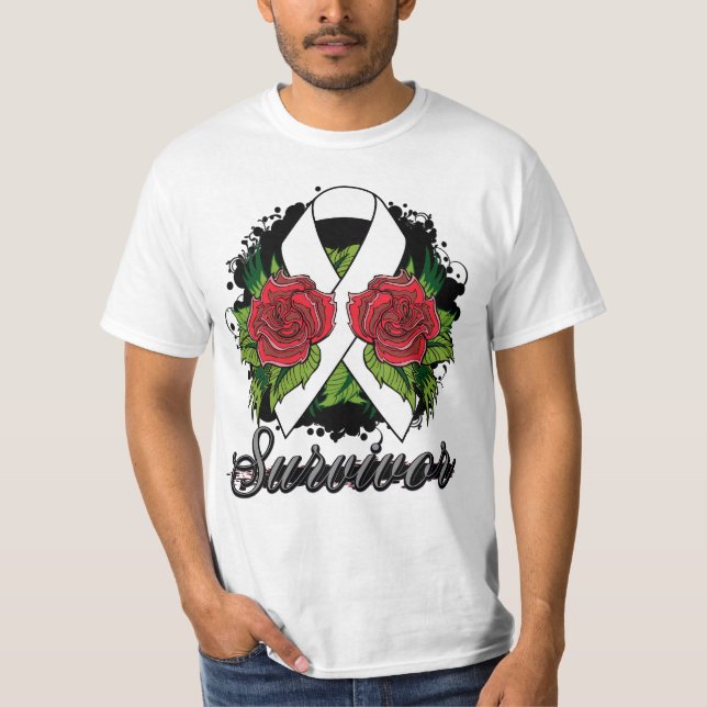 Postpartum Depression Survivor Rose Grunge Tattoo T-Shirt (Front)