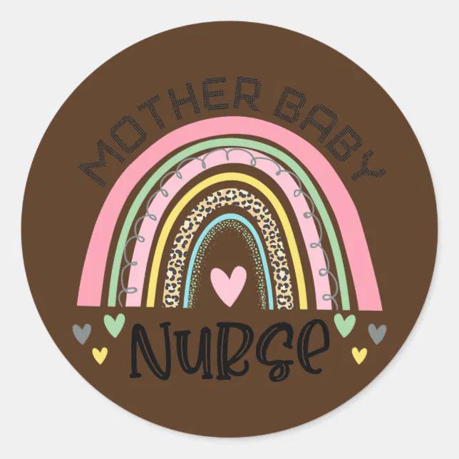 Postpartum Lettering Postpartum Mother Baby Nurse Postpartum Nursing Classic Round Sticker ...