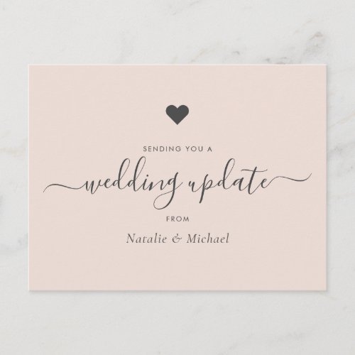 Postpone Wedding Update Elegant Script Blush Pink Postcard