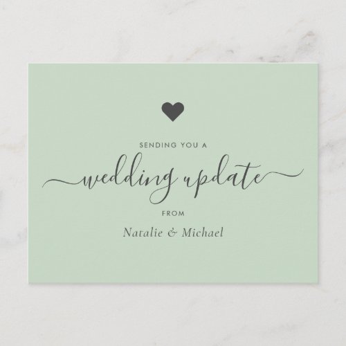 Postpone Wedding Update Elegant Script Greenery Postcard