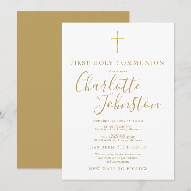 Postponed Announcement First Holy Communion (Front/Back)