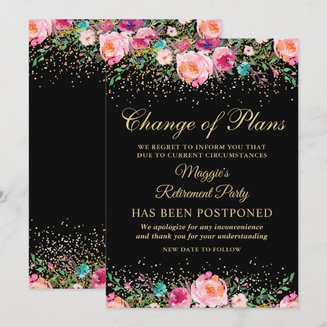 Postponed Announcement Floral Retirement Party (Front/Back)