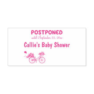 POSTPONED Baby Shower Event Custom Date Bike Self-inking Stamp