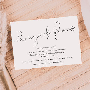 Postponed   Canceled   Change of Plans Wedding Invitation