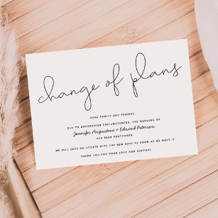 Postponed   Canceled   Change of Plans Wedding Invitation