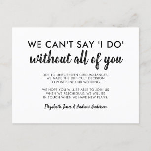 Postponed Change of Date Can't Say I Do Wedding Announcement Postcard