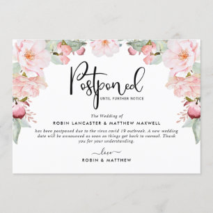Postponed Event Announcement, Blush Floral Invitation