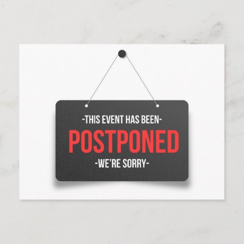 Postponed Event Date Change Cancellation Postcard