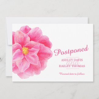 Postponed pink camellia wedding cancellation announcement