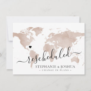 Postponed Rescheduled Destination Wedding Tan Map Announcement