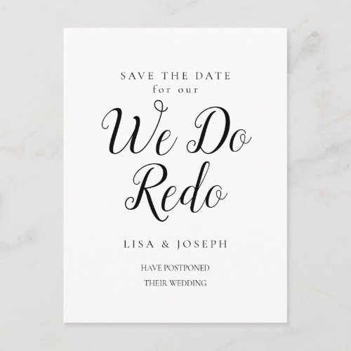 Postponed Save the Date We Do Redo Script Photo Postcard