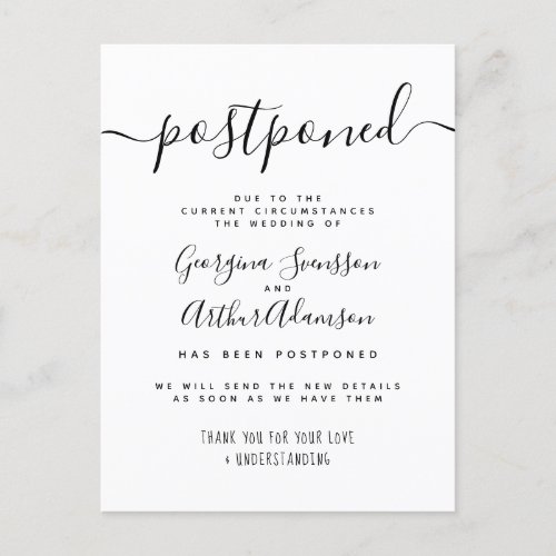 Postponed Script Wedding Postponement Announcement