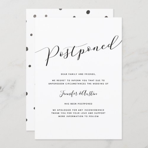 Postponed Simple Typography Wedding Update Invitation