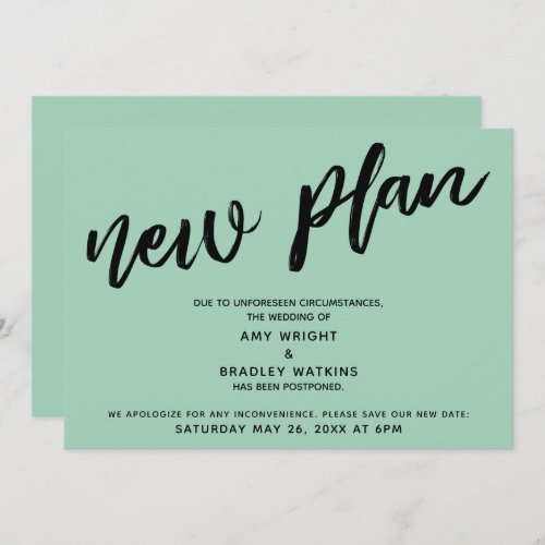 Postponed Wedding Announcement Green New Plan