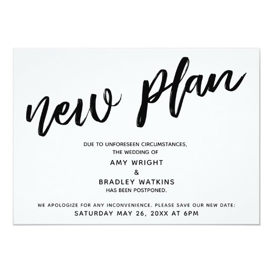 Postponed Wedding Announcement "New Plan"