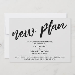 Postponed Wedding Announcement "New Plan" Gray