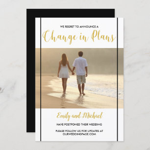 Postponed Wedding Black & Gold Photo Announcement