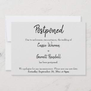 "Postponed" Wedding Black on Light Gray Card