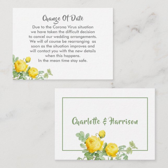 Postponed Wedding Change Of Date Announcement (Front/Back)