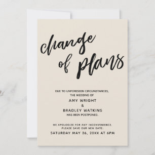 Postponed Wedding "Change of Plans" Cream Card