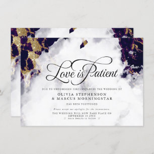 Postponed Wedding Deep Amethyst Watercolor Geode Invitation